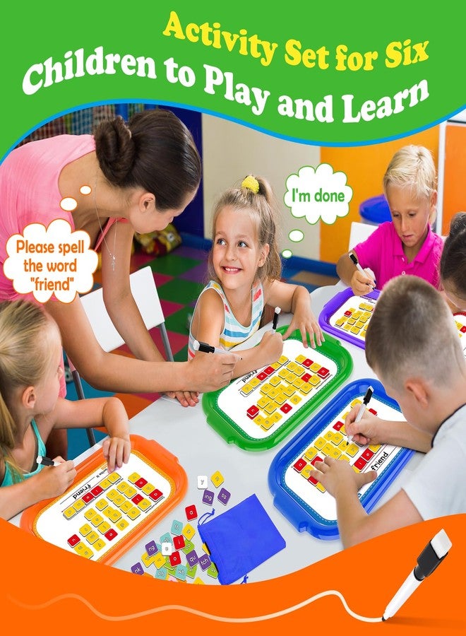Edulok Phonics Magnetic Letter Tiles,6 Set Magnetic Letter Trays Word Work Study in Groups,Phonics Manipulatives Magnets for Kids Teaching Tiles,Phonemic Awareness,Science of Reading Classroom Must Haves - Image 2